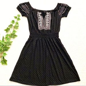 Topshop 100% cotton a-line off the shoulder dress, black